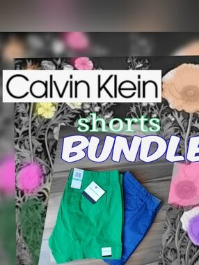 Calvin Klein Green and Blue Cotton Shorts Duo BUNDLE